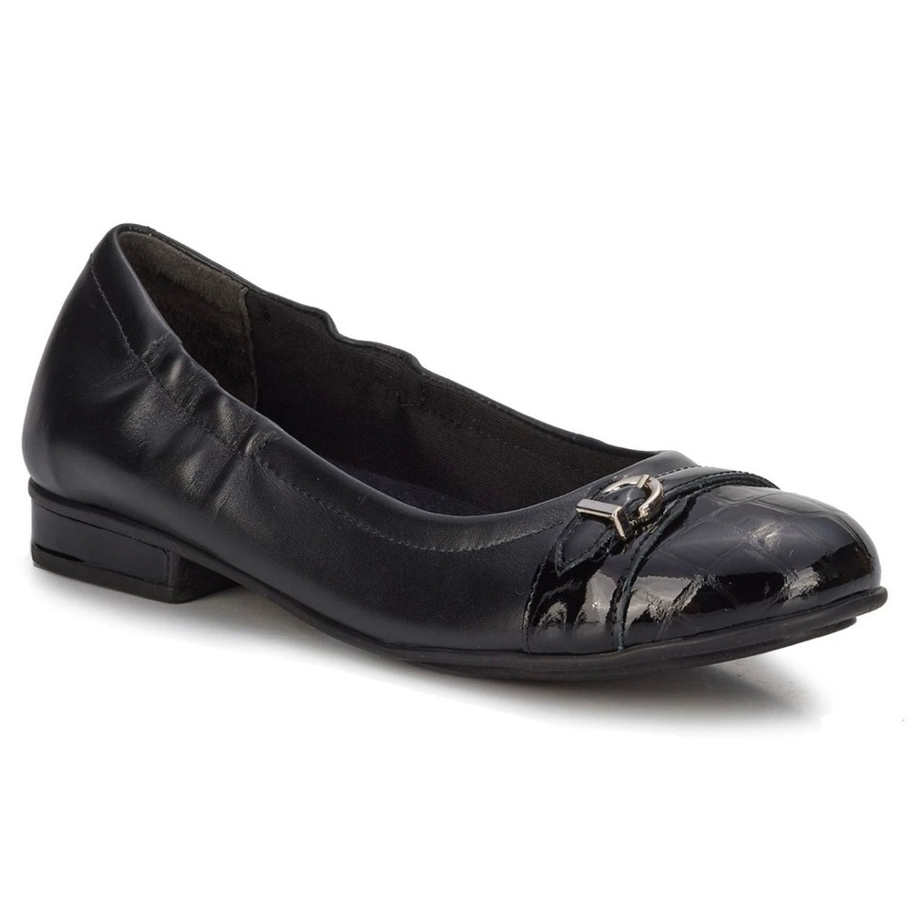 Ros Hommerson Trista Women's Flat Slip On Shoe‎ Leather Patent Croc Black 10 M